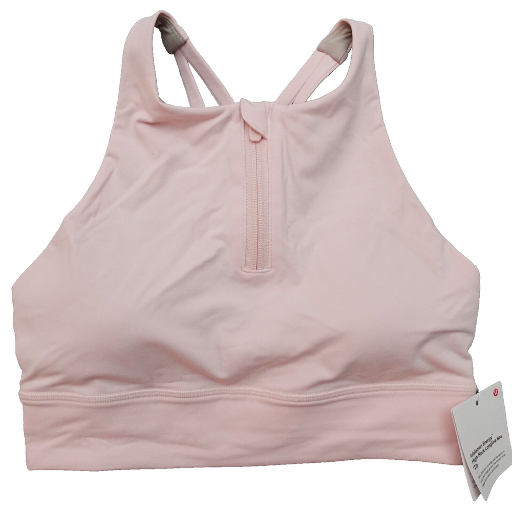 New Lululemon Size 14 Energy High Neck Longline Sports Bra Zip FUSP Flush Pink